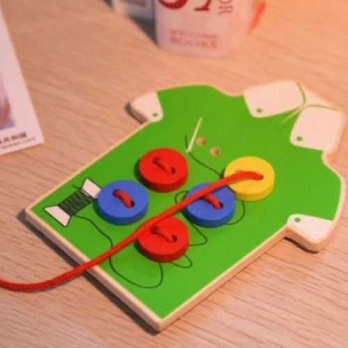 Board Wooden Sew On Buttons Educational Toy